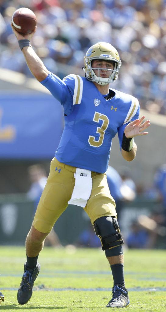 UCLA quarterback Josh Rosen throws against Hawaii at the Rose Bowl in Pasadena, Calif., on September 9, 2017. (Robert Gauthier/Los Angeles Times/TNS)