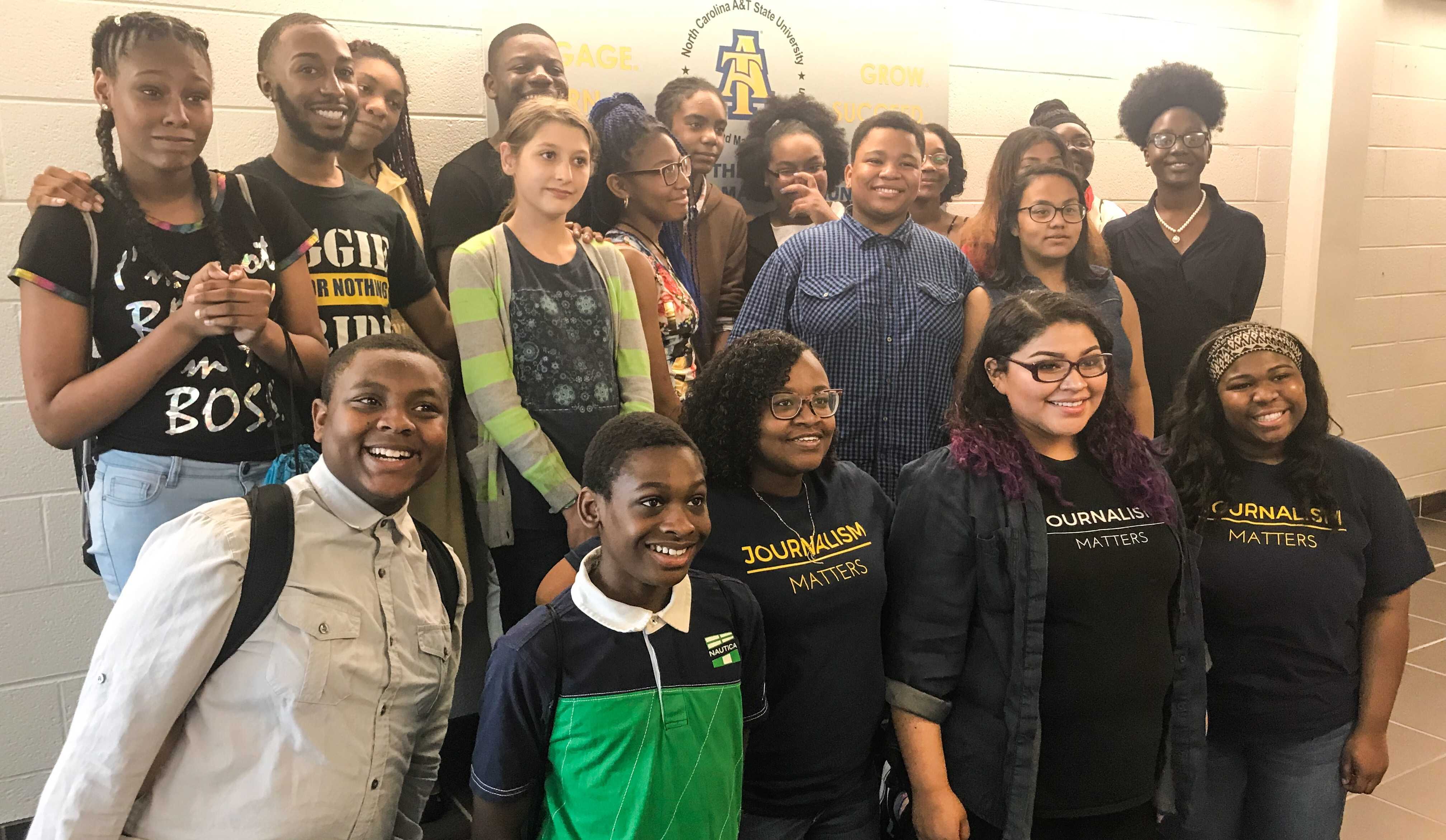 Students from Hairston Middle School's Journalism & Video Production Team visit the JOMC department at N.C. A&T