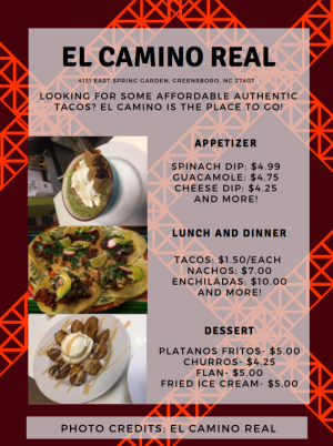 camino real authentic mexican restaurant menu