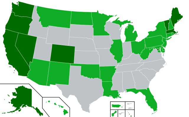 Medical cannabis within the U.S.Source: Marijuana Legalization Map