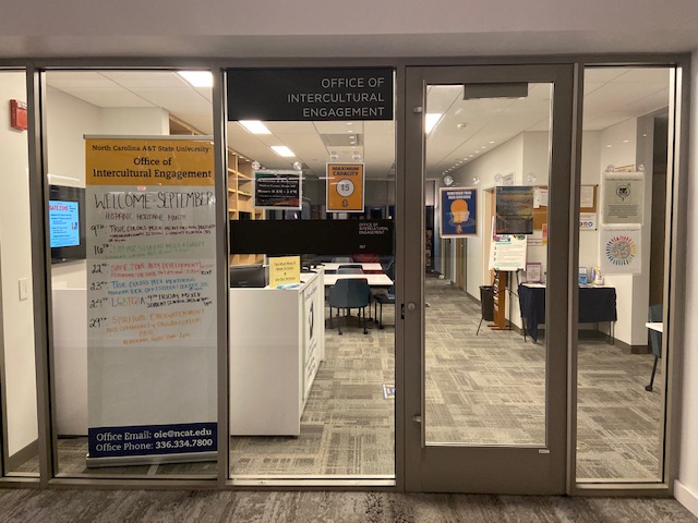 The Office of Intercultural Engagement is located on the second floor of the Student Center