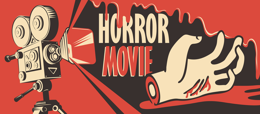 Vector+banner+for+festival+horror+movie.+Illustration+with+old+film+projector+and+a+severed+hand+in+a+puddle+of+blood.+Scary+cinema.+Horror+film+night.+Can+be+used+for+ad%2C+flyer%2C+web+design%2C+tickets