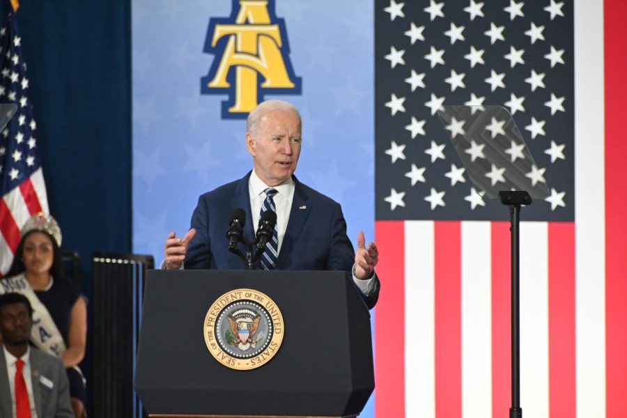 President Joe Biden spoke at North Carolina A&T State University Thursday, about jobs and racial equity.
