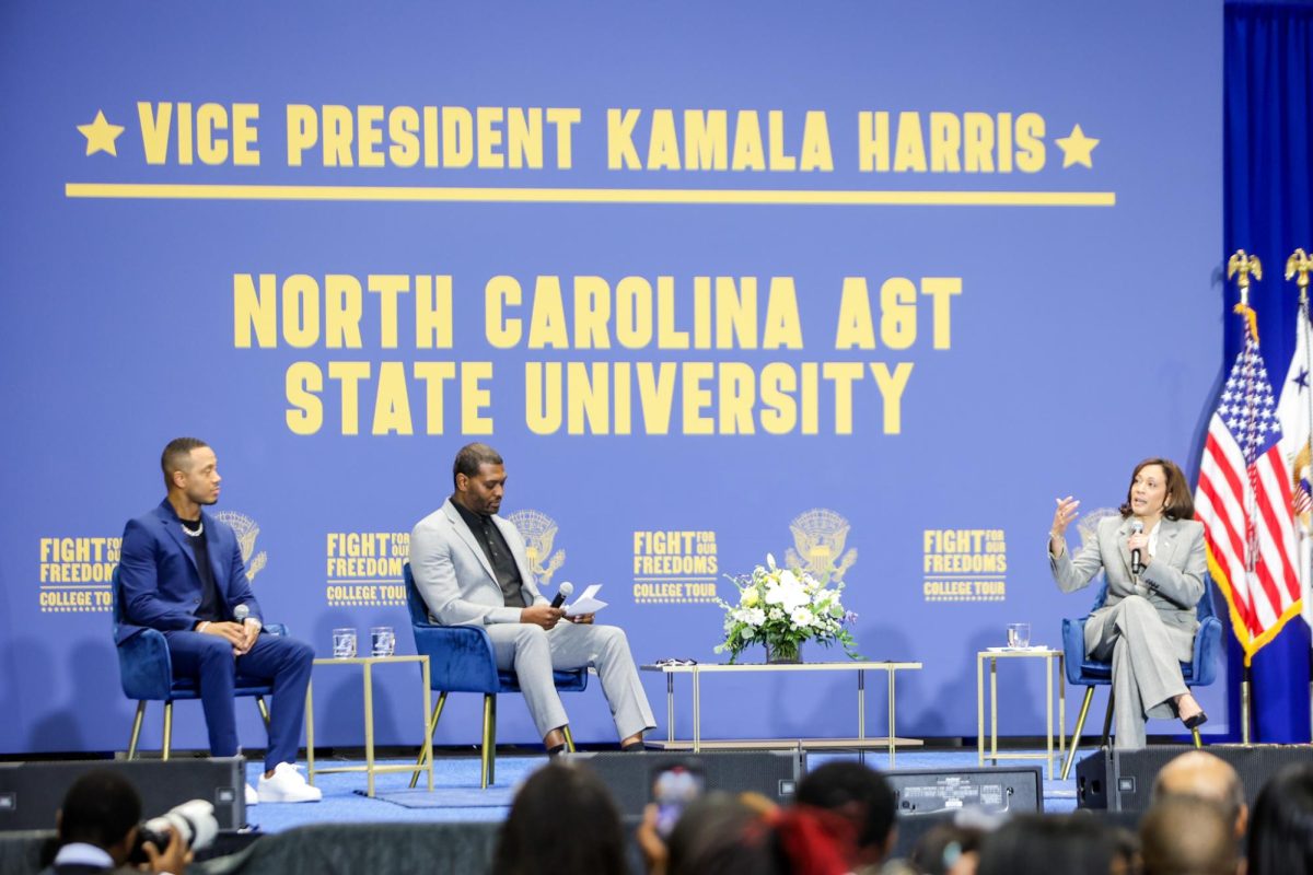Kamala Harris sits down with Terrence J and Michael Regan to speak to students at N.C. A&T.