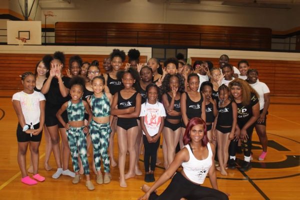 Watley-Vinson with children from dance intensive. 