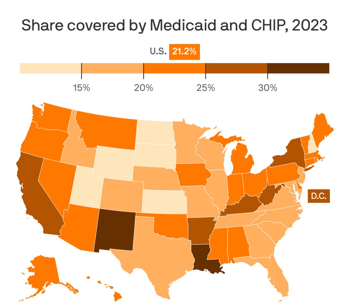 Data: KFF; Map: Jacque Schrag/ Axios