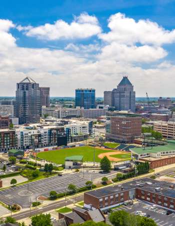 An overlook of Downtown Greensboro. Photo by Downtown Greensboro, Inc. 